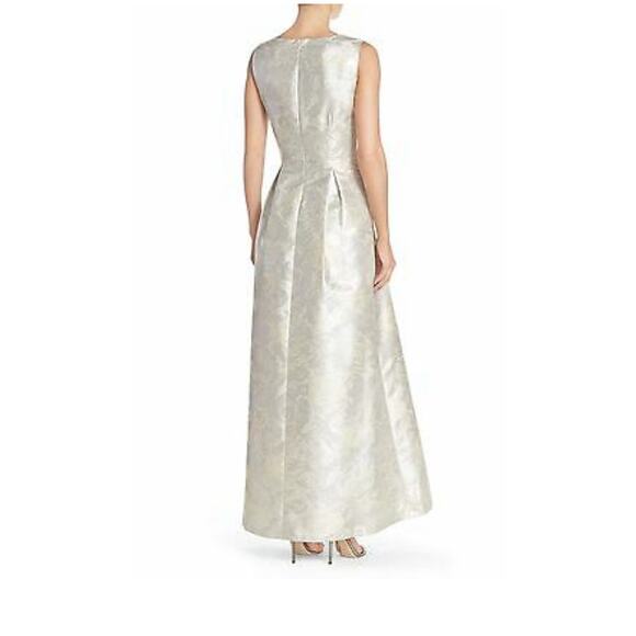 NWT Ellen Tracy Silver Jacquard Maxi Gown Dress Size 8 Formal Evening Prom 8 - Picture 3 of 17